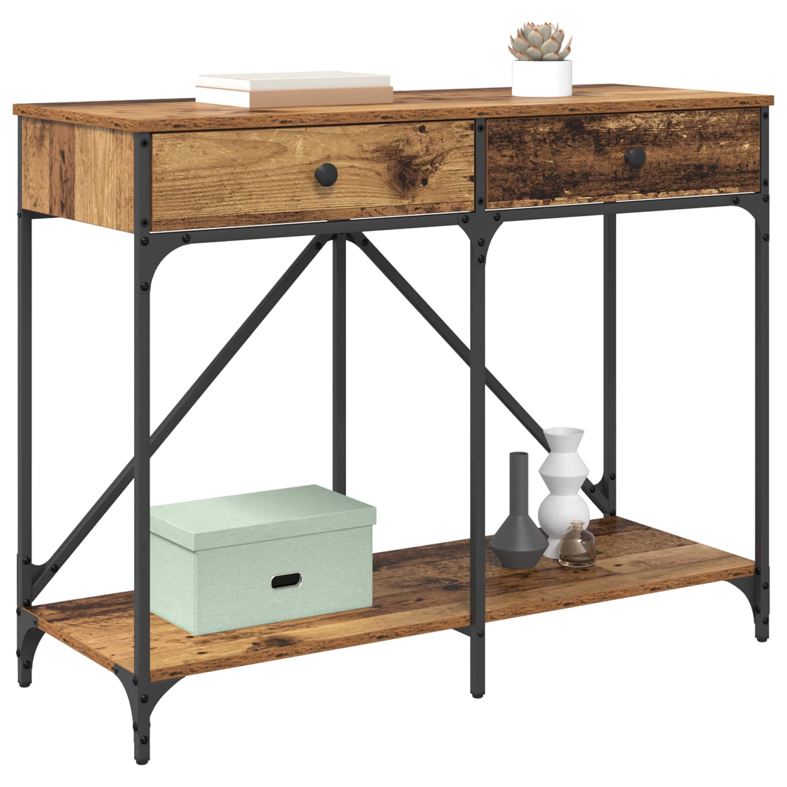 vidaXL Console Table Old Wood 100 x 39 x 78.5 cm Engineered Wood 3