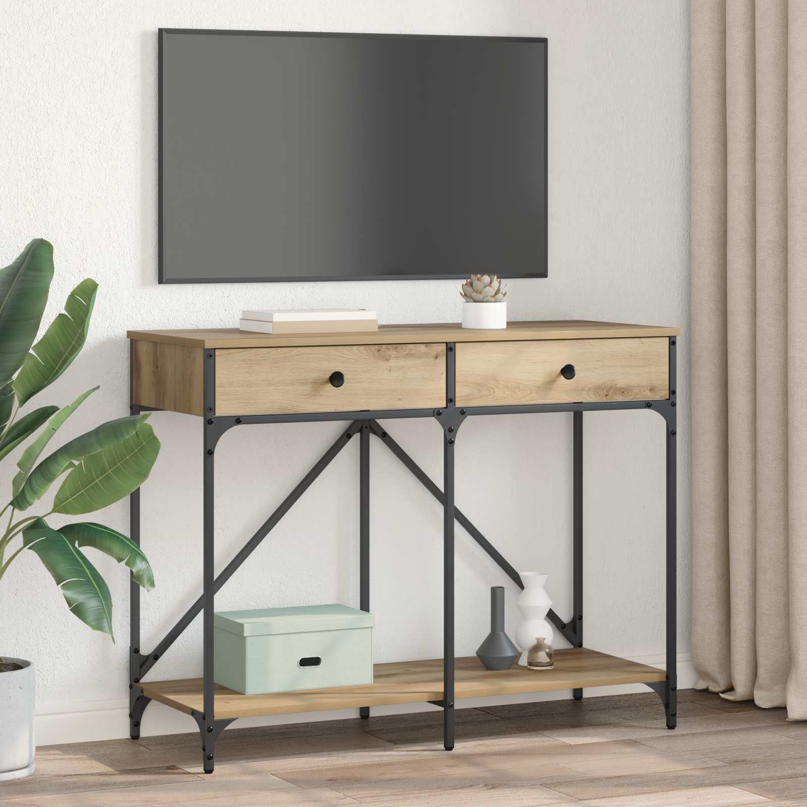 vidaXL Console Table Artisan Oak 100 x 39 x 78.5 cm Engineered Wood 4