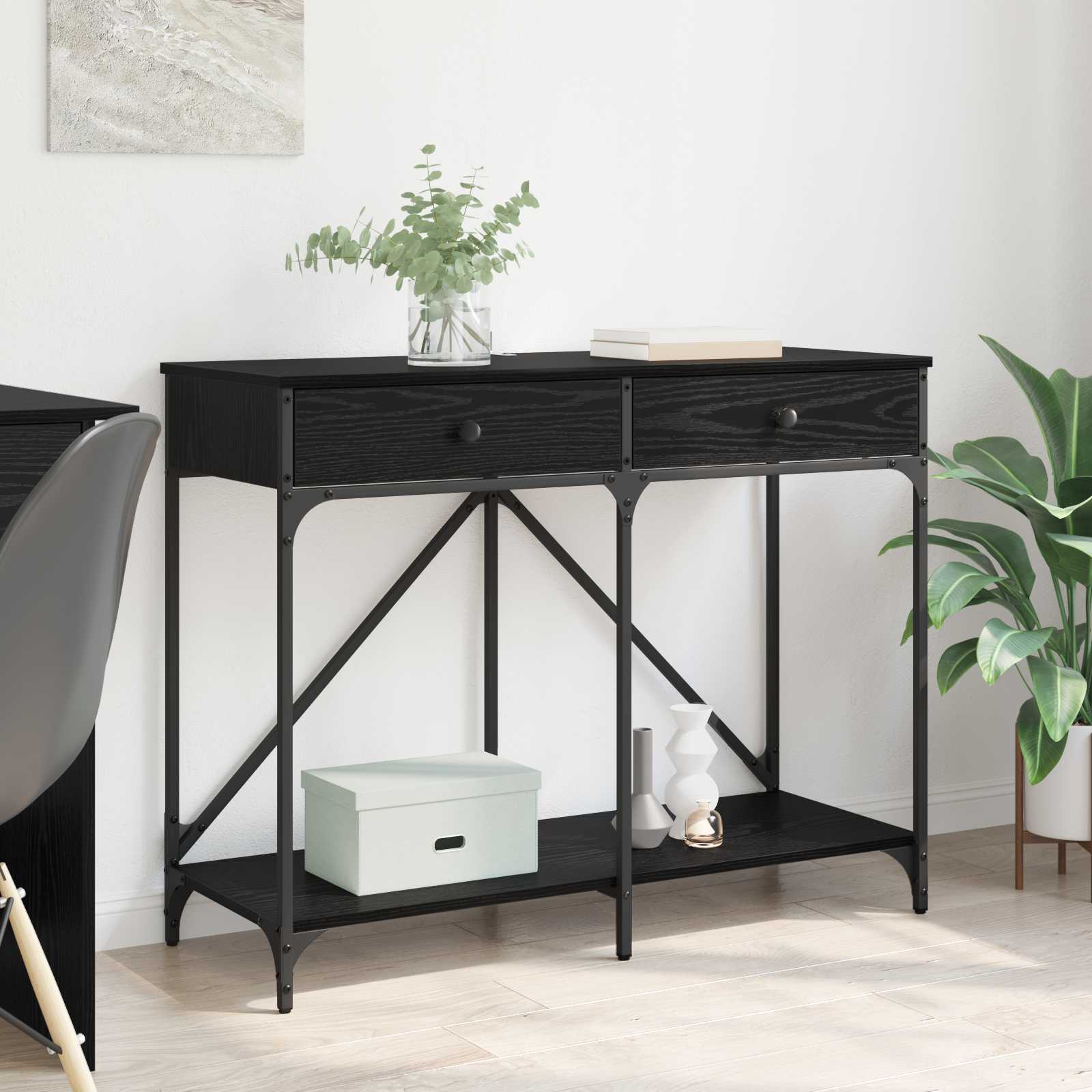 vidaXL Console Table Black Oak 100 x 39 x 78.5 cm Engineered Wood 1