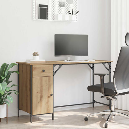 vidaXL Computer Desk Artisan Oak 131 x 48 x 75 cm Engineered Wood 1