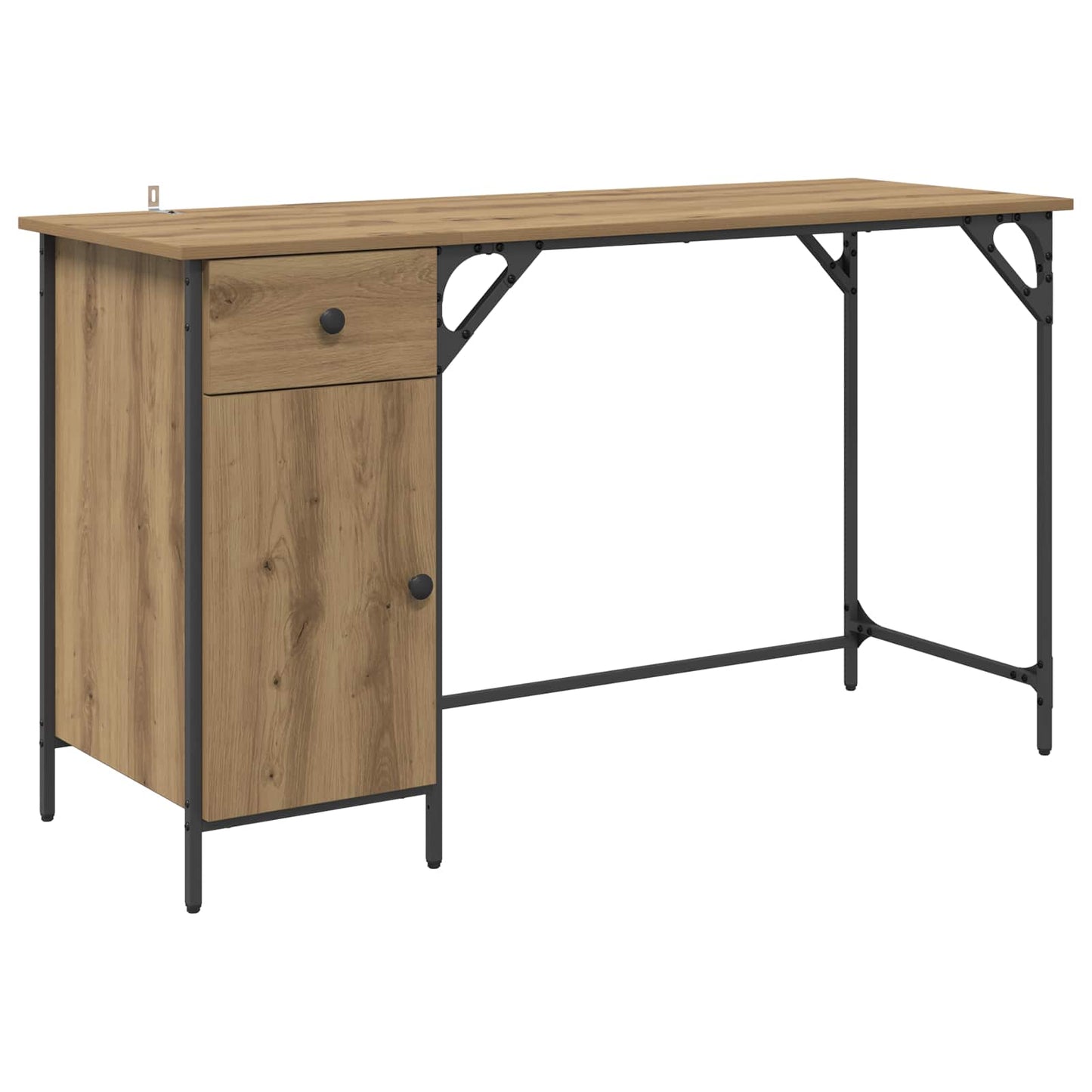 vidaXL Computer Desk Artisan Oak 131 x 48 x 75 cm Engineered Wood 2