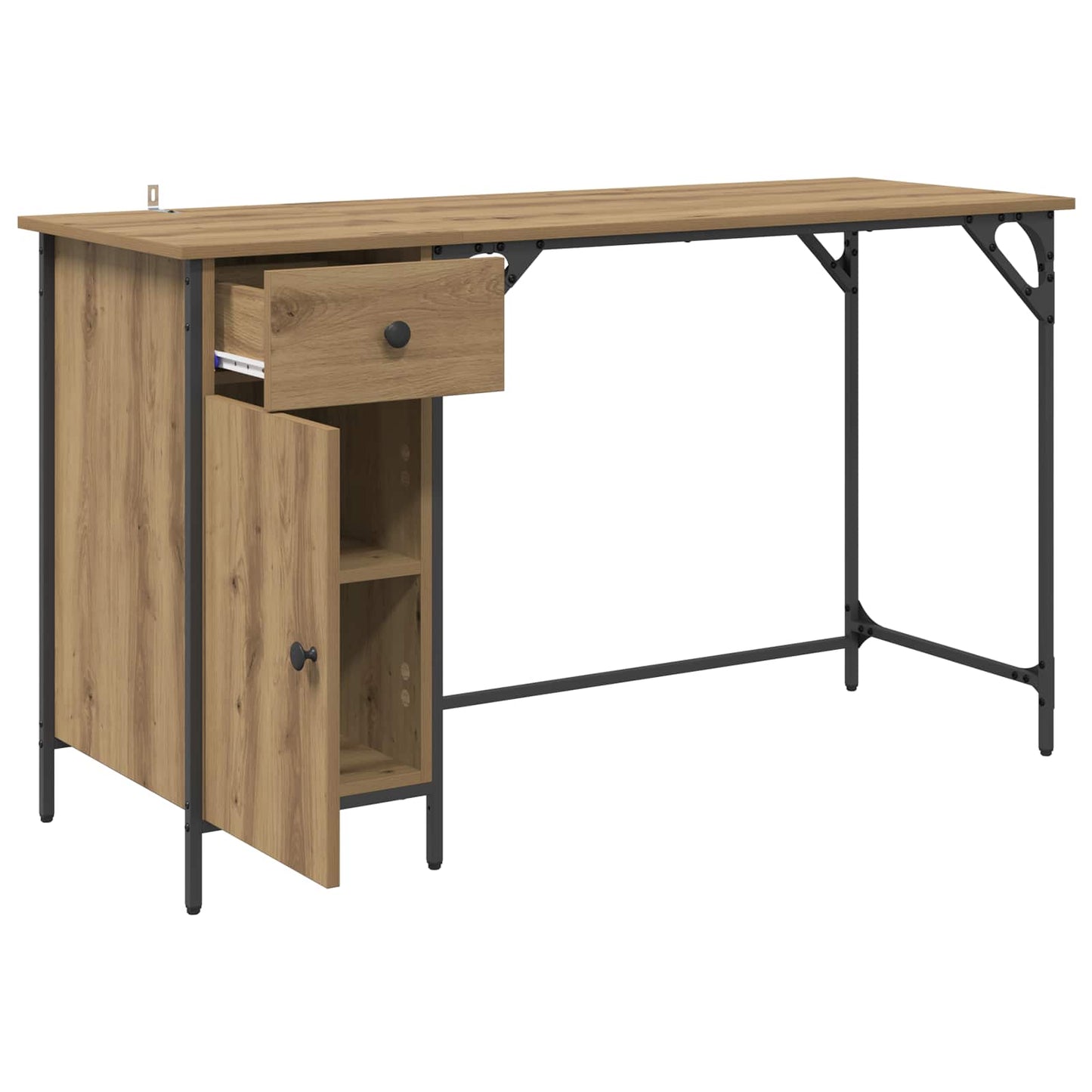vidaXL Computer Desk Artisan Oak 131 x 48 x 75 cm Engineered Wood 5