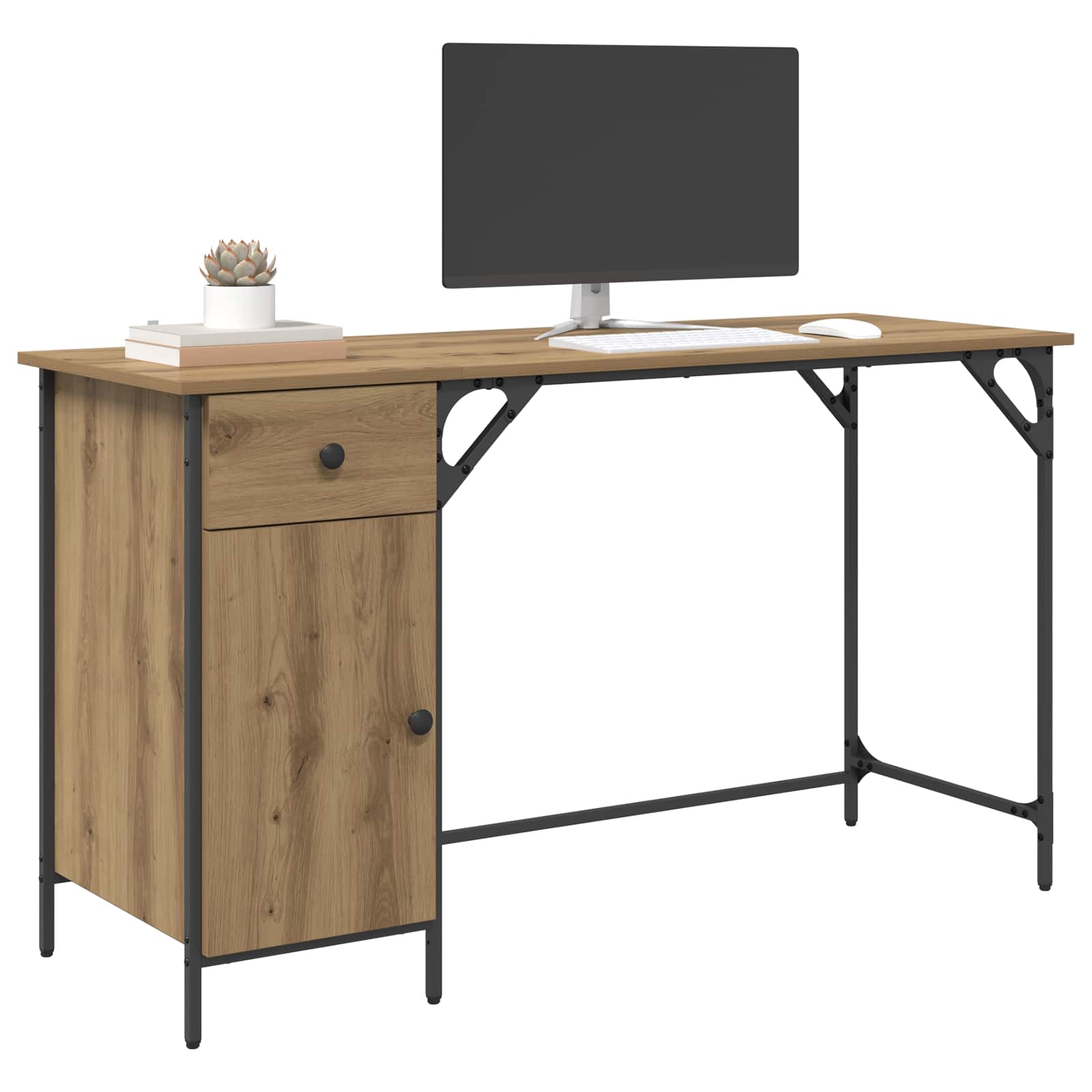 vidaXL Computer Desk Artisan Oak 131 x 48 x 75 cm Engineered Wood 3