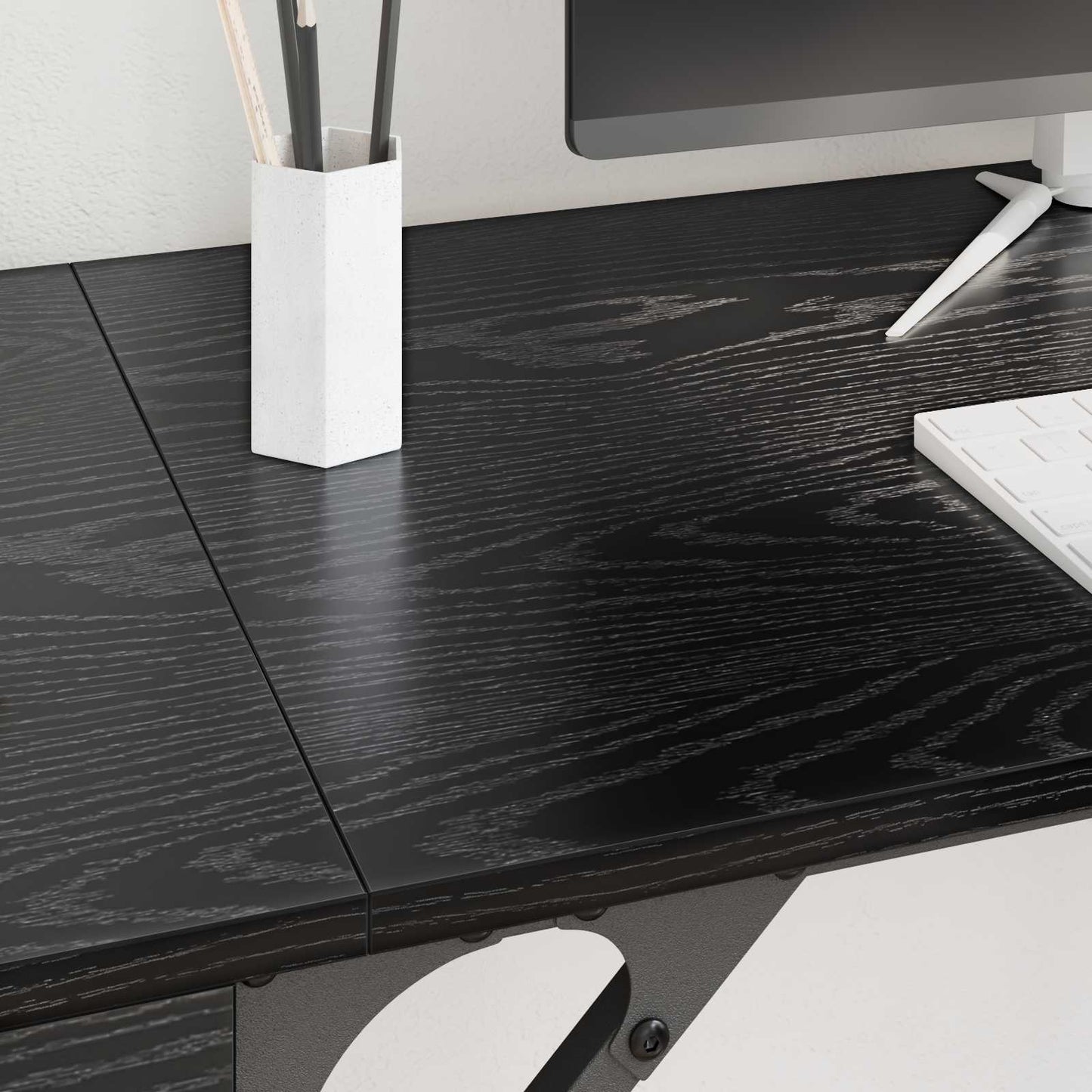 vidaXL Computer Desk Black Oak 131 x 48 x 75 cm Engineered Wood 4