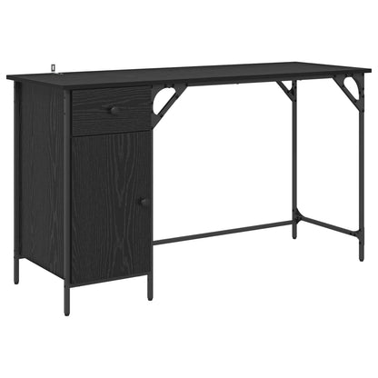 vidaXL Computer Desk Black Oak 131 x 48 x 75 cm Engineered Wood 2