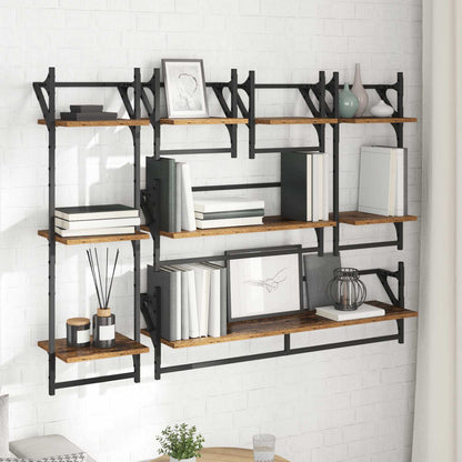 vidaXL Wall Shelf Set 6 pcs Old Wood 100 x 25 x 30 cm Engineered Wood 4