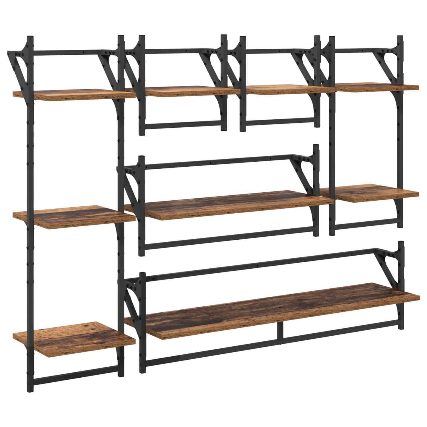 vidaXL Wall Shelf Set 6 pcs Old Wood 100 x 25 x 30 cm Engineered Wood 2