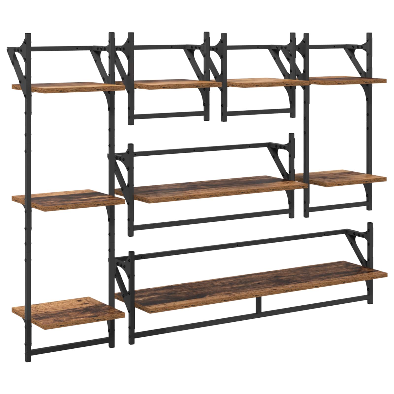 vidaXL Wall Shelf Set 6 pcs Old Wood 100 x 25 x 30 cm Engineered Wood 2