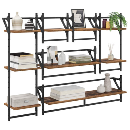 vidaXL Wall Shelf Set 6 pcs Old Wood 100 x 25 x 30 cm Engineered Wood 3