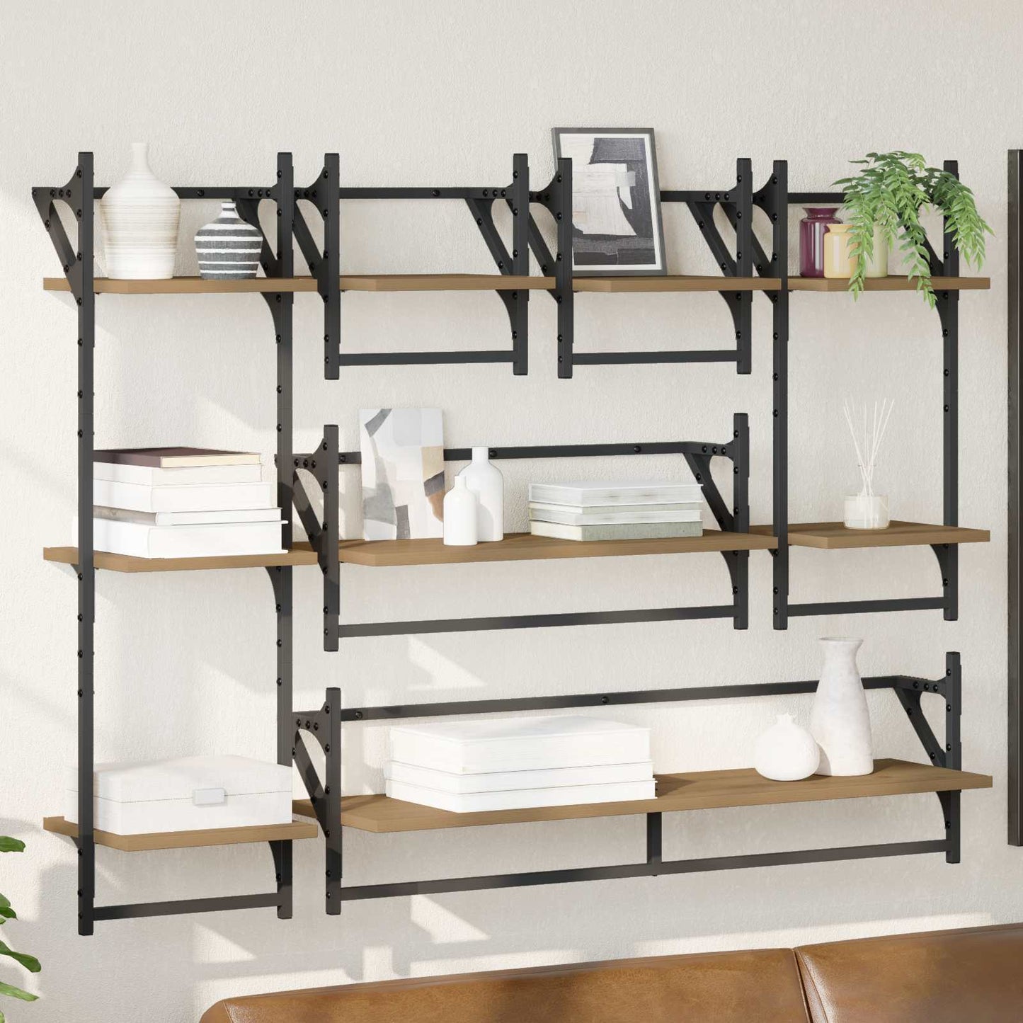 vidaXL Wall Shelf Set 6 pcs Artisan Oak 100 x 25 x 30 cm 1