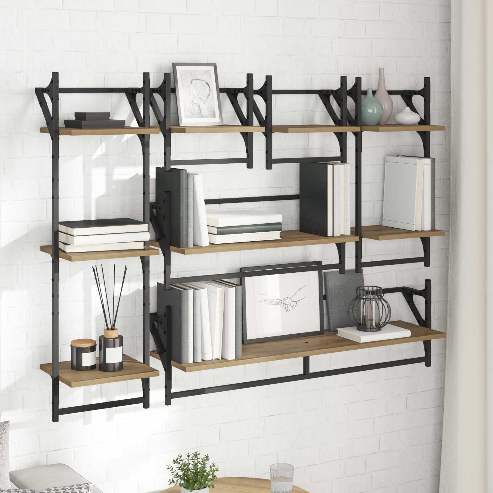 vidaXL Wall Shelf Set 6 pcs Artisan Oak 100 x 25 x 30 cm 4