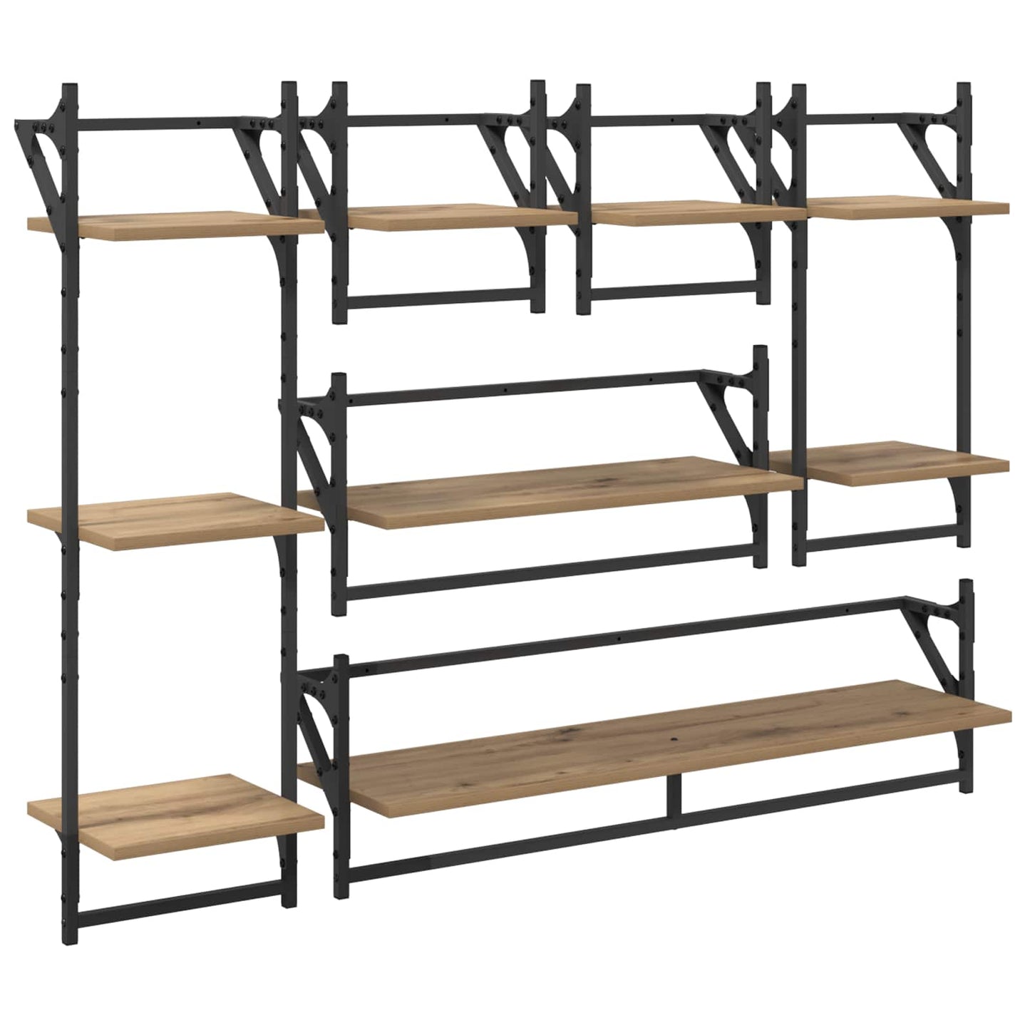 vidaXL Wall Shelf Set 6 pcs Artisan Oak 100 x 25 x 30 cm 2