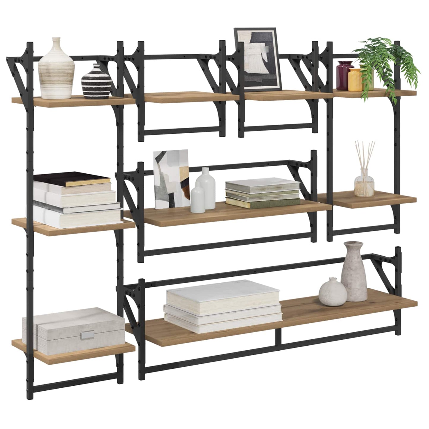 vidaXL Wall Shelf Set 6 pcs Artisan Oak 100 x 25 x 30 cm 3