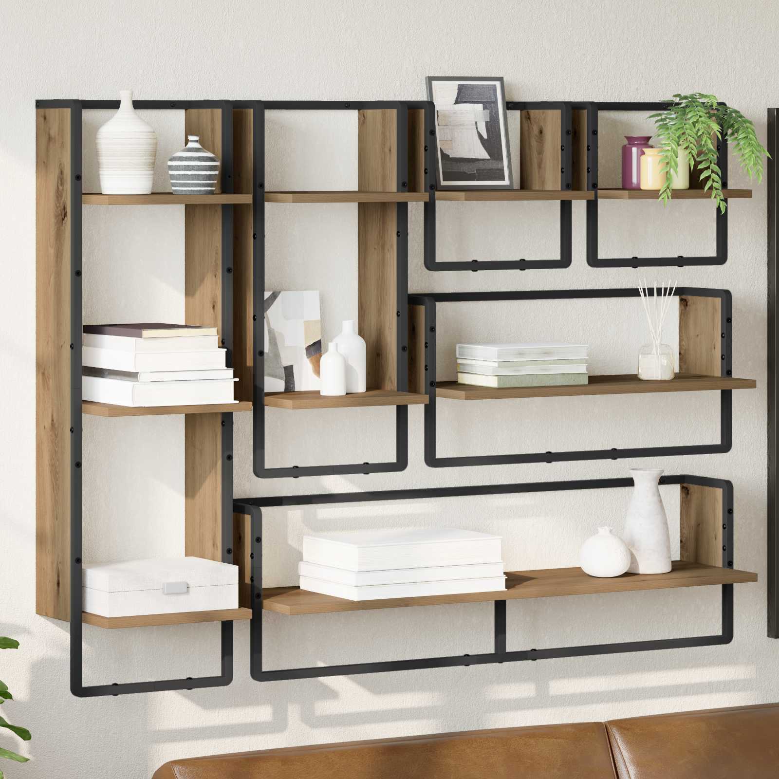 vidaXL Wall Shelf Set 6 pcs Artisan Oak 100 x 25 x 30 cm 1