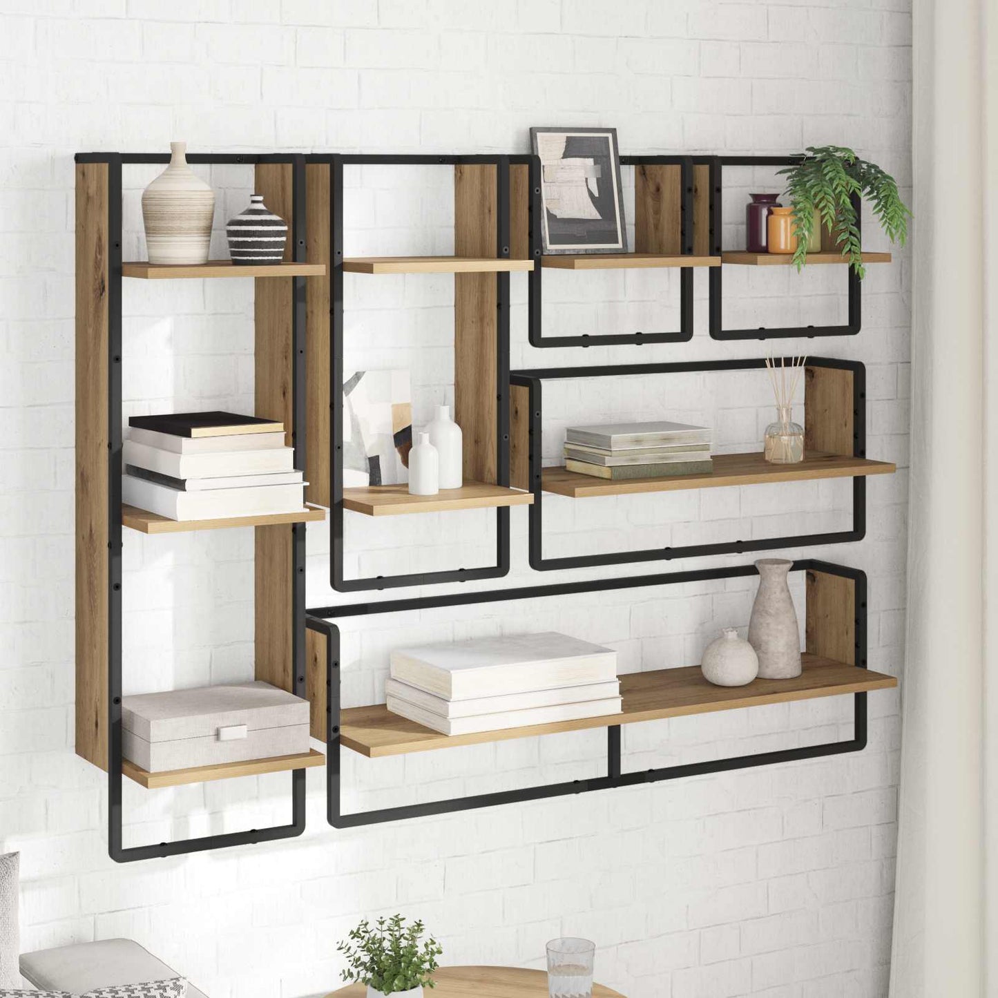 vidaXL Wall Shelf Set 6 pcs Artisan Oak 100 x 25 x 30 cm 4