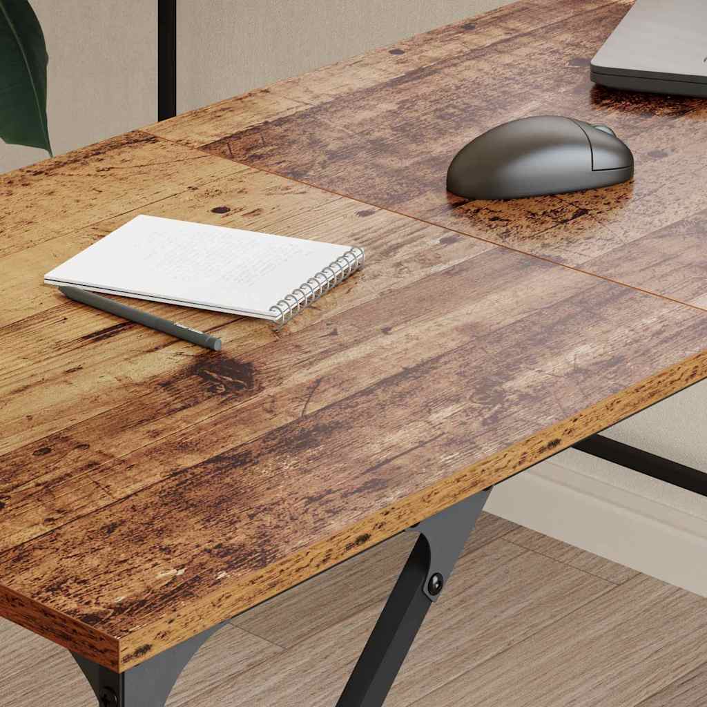 vidaXL Desk Old Wood Engineered Wood 149 x 149 x 75 cm 4