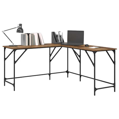 vidaXL Desk Old Wood Engineered Wood 149 x 149 x 75 cm 3