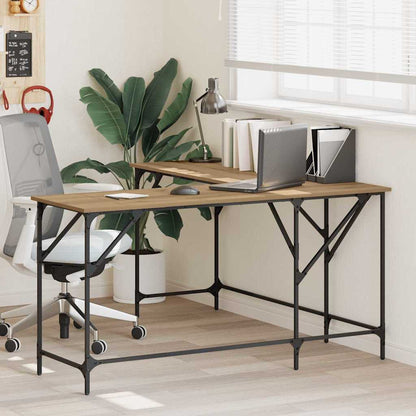 vidaXL Desk Artisan Oak Engineered Wood 149 x 149 x 75 cm 1