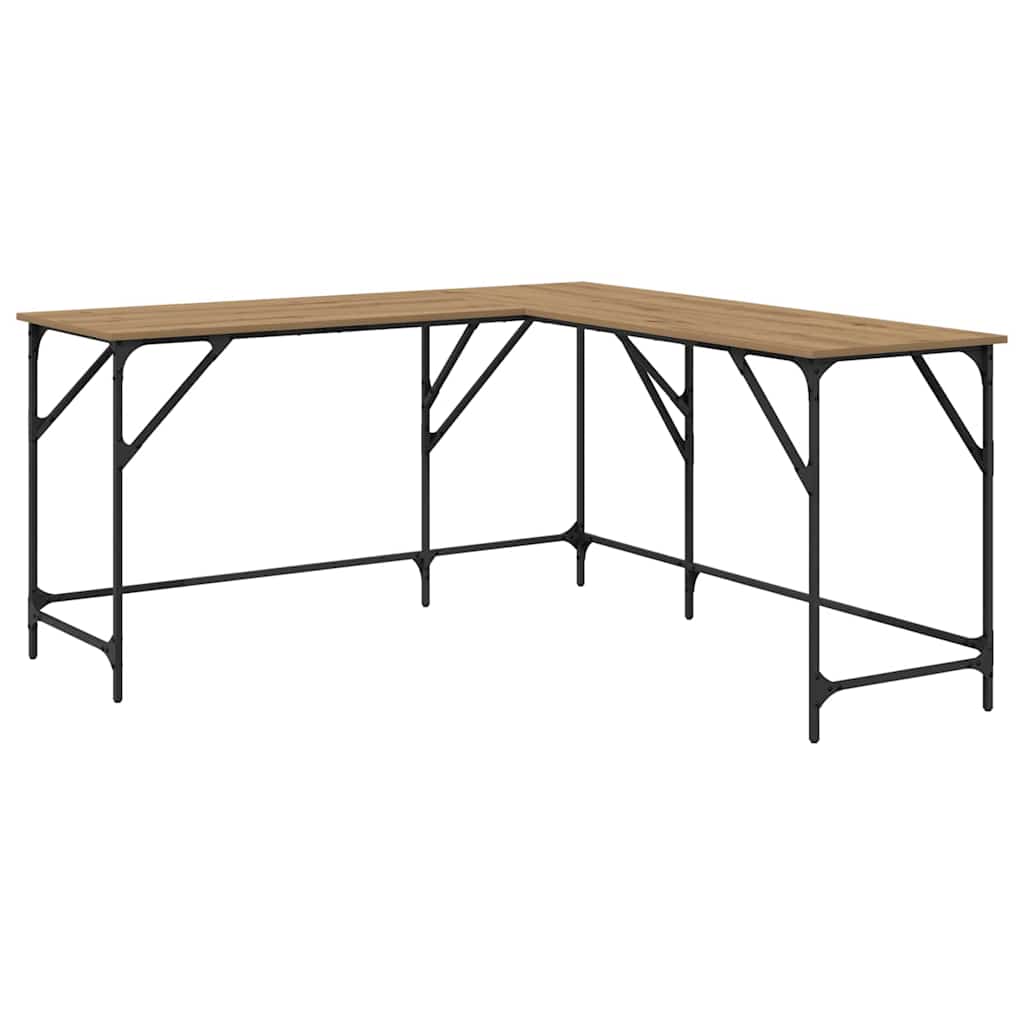 vidaXL Desk Artisan Oak Engineered Wood 149 x 149 x 75 cm 2