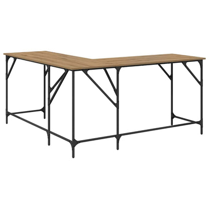 vidaXL Desk Artisan Oak Engineered Wood 149 x 149 x 75 cm 6