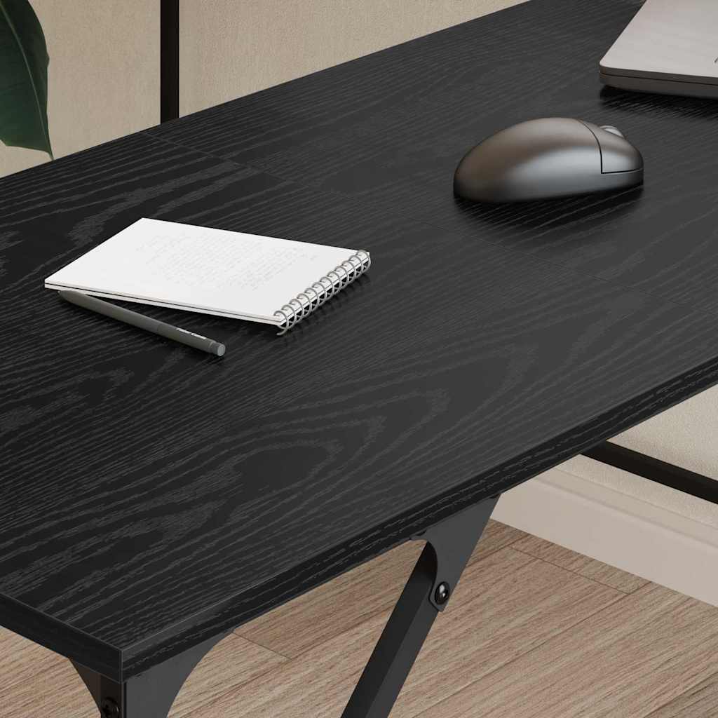 vidaXL Desk Black Oak Engineered Wood 149 x 149 x 75 cm 4