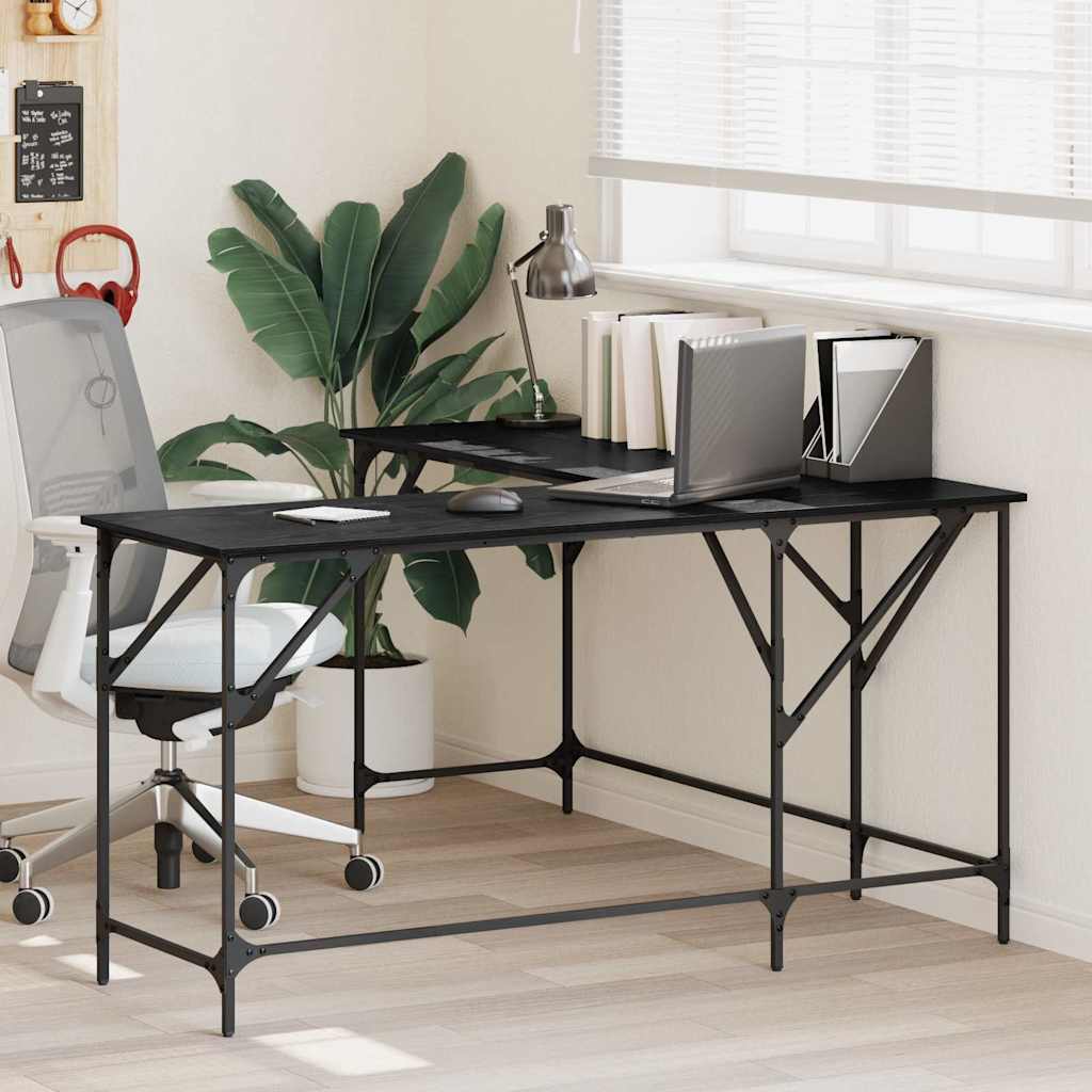 vidaXL Desk Black Oak Engineered Wood 149 x 149 x 75 cm 1