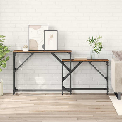 vidaXL Console Table 2 pcs Old Wood 100 x 28 x 75 cm Engineered Wood 1
