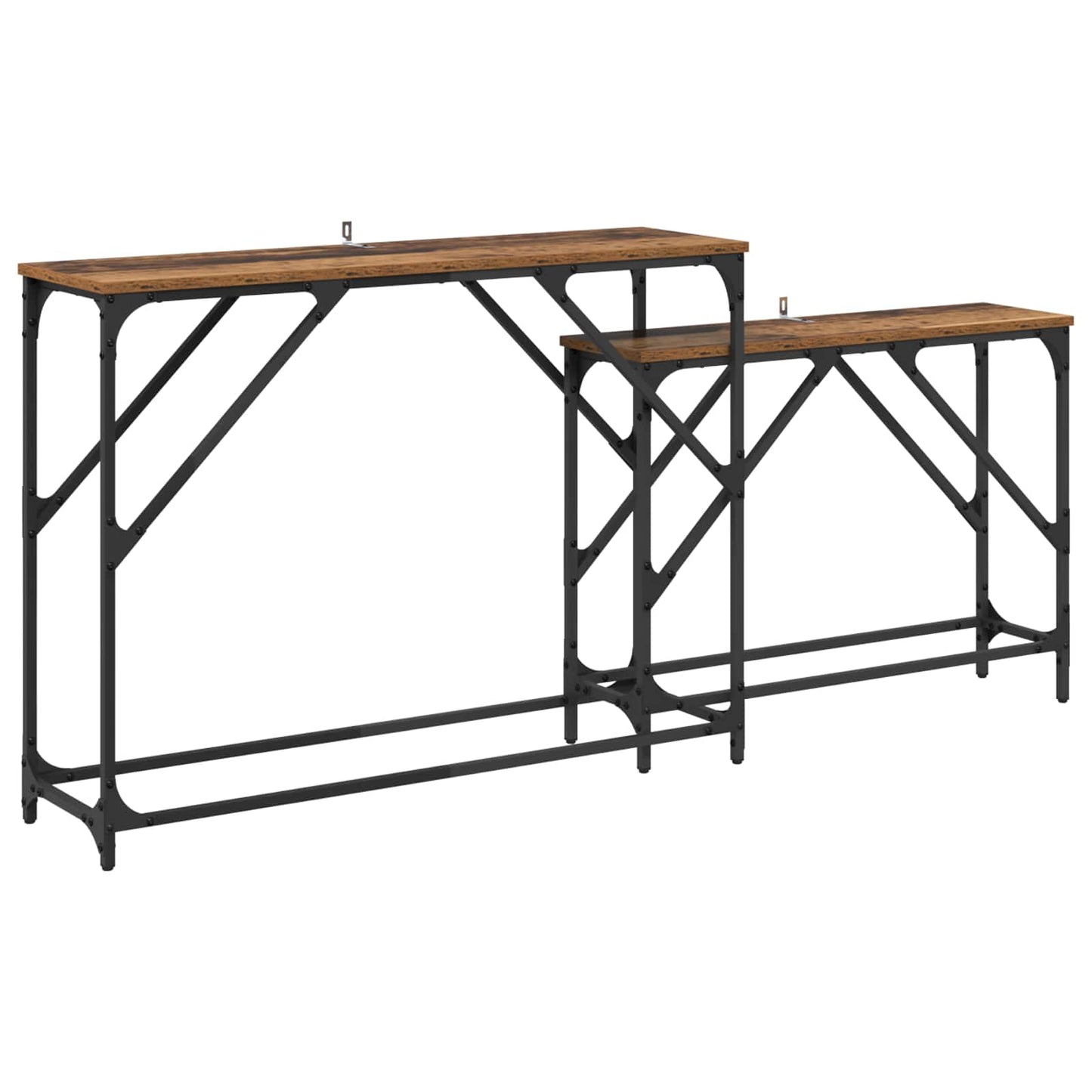 vidaXL Console Table 2 pcs Old Wood 100 x 28 x 75 cm Engineered Wood 2