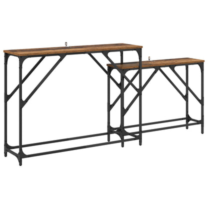 vidaXL Console Table 2 pcs Old Wood 100 x 28 x 75 cm Engineered Wood 2