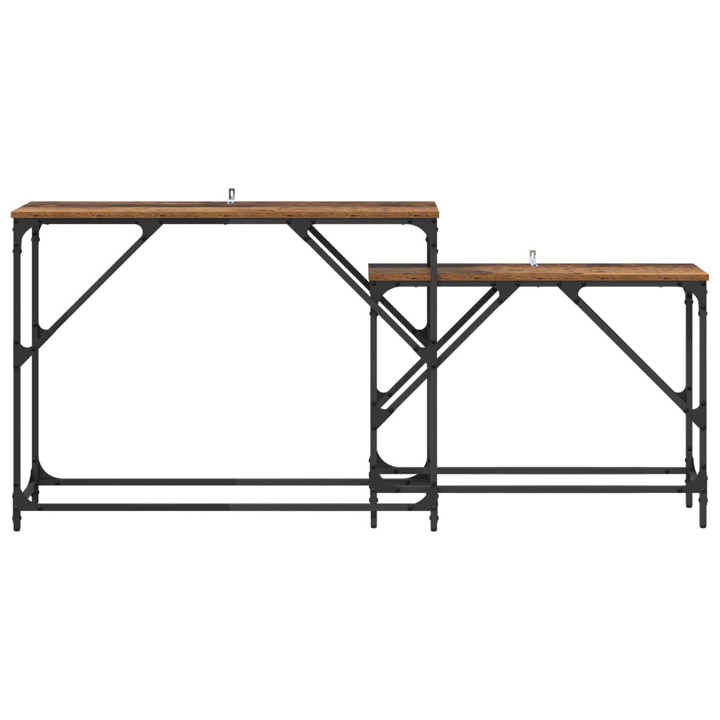 vidaXL Console Table 2 pcs Old Wood 100 x 28 x 75 cm Engineered Wood 5