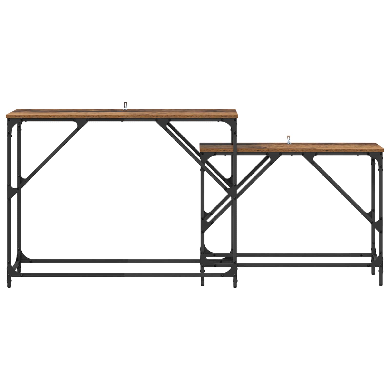 vidaXL Console Table 2 pcs Old Wood 100 x 28 x 75 cm Engineered Wood 5