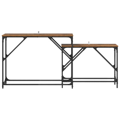 vidaXL Console Table 2 pcs Old Wood 100 x 28 x 75 cm Engineered Wood 5