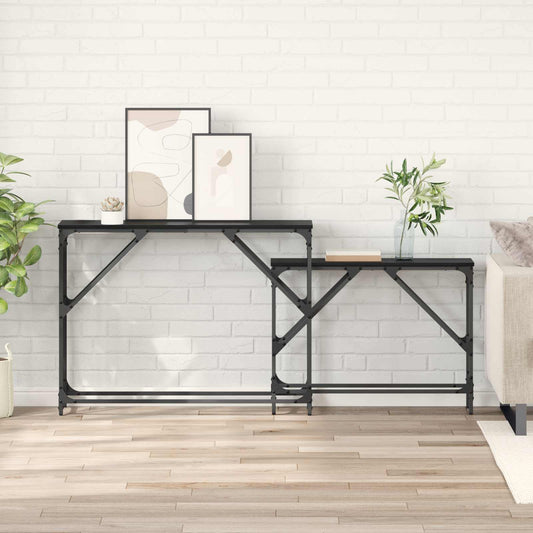 Nesting Console Tables 2 pcs Engineered Wood Black oak