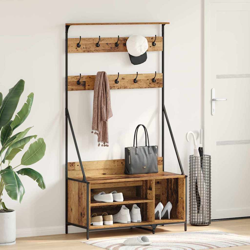 Clothes Rack with Shoe Storage 100x41x184 cm Old wood