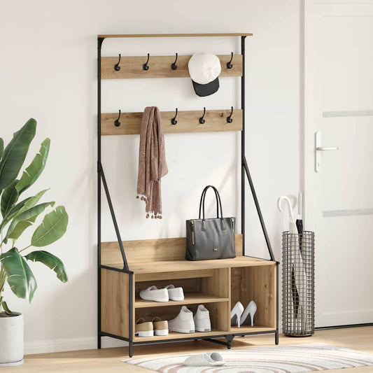Clothes Rack with Shoe Storage 100x41x184 cm Artisan oak