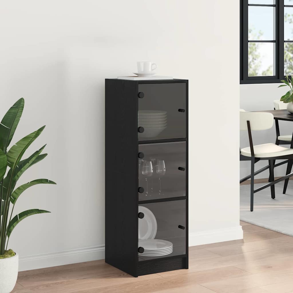vidaXL Highboard Black Oak 35 x 37 x 109 cm Engineered Wood 4