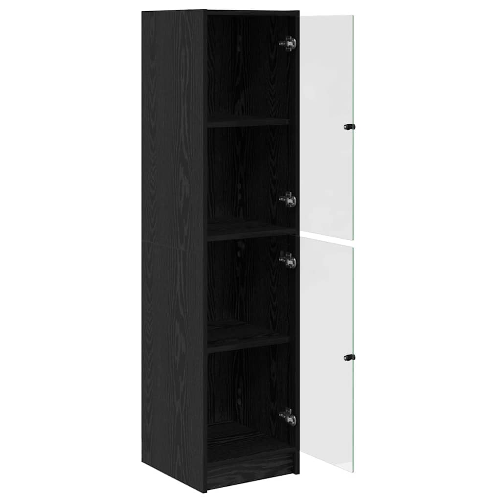 vidaXL Highboard Black Oak 35 x 37 x 142 cm Engineered Wood 5