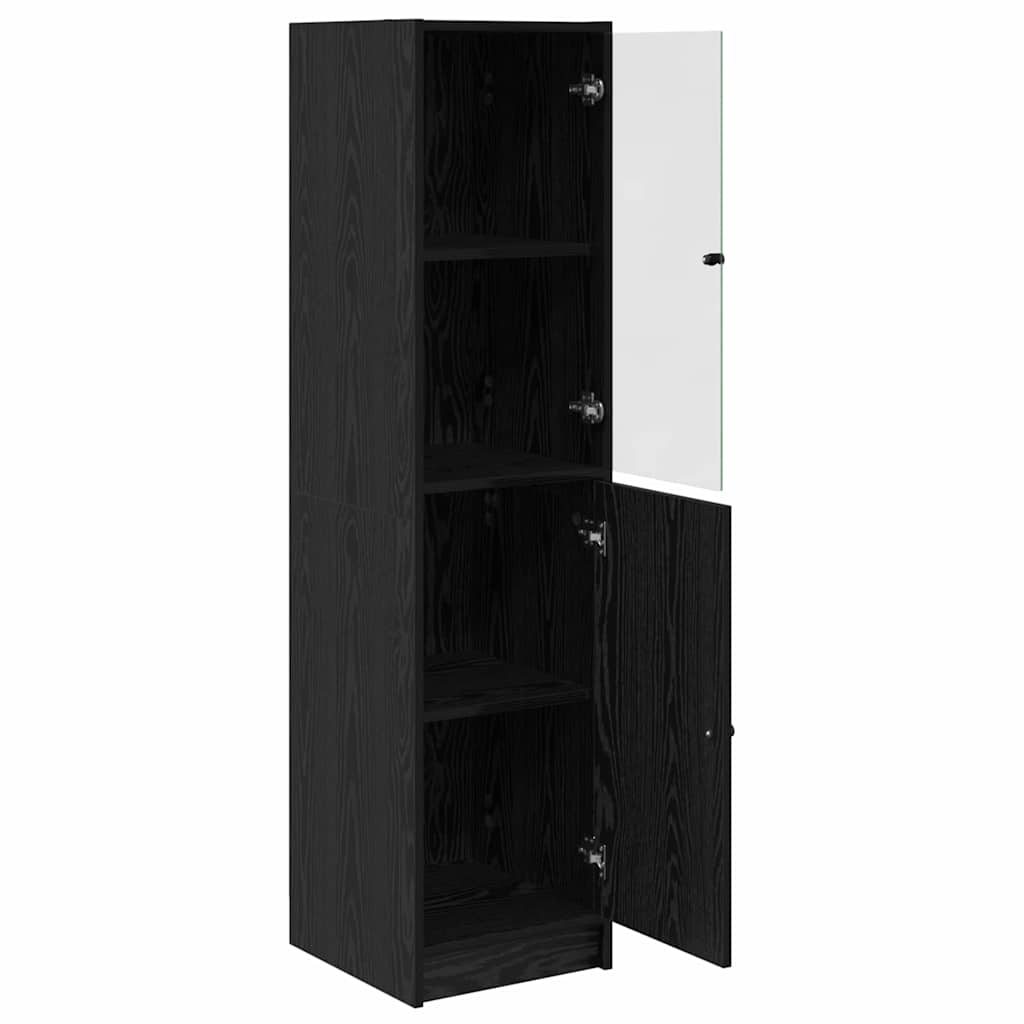 vidaXL Highboard Black Oak 35 x 37 x 142 cm Engineered Wood 5