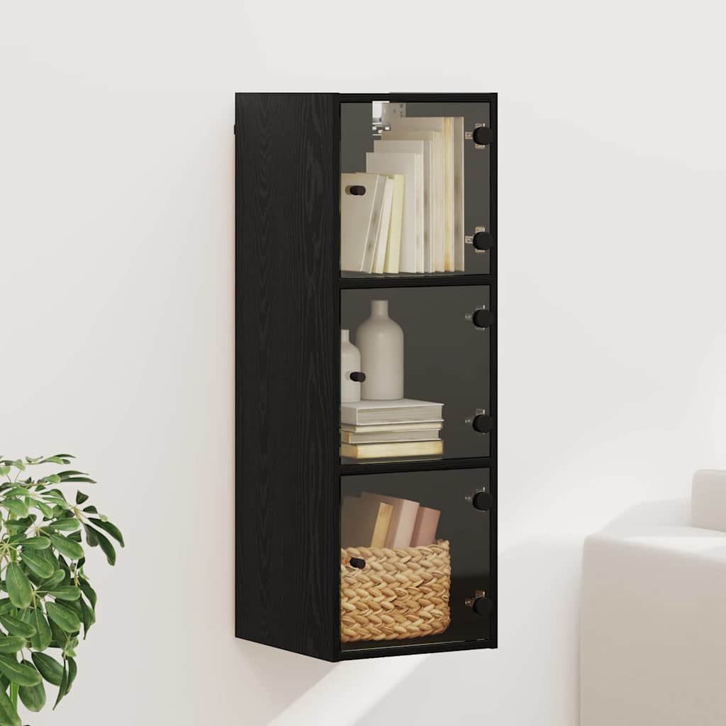 vidaXL Wall Cabinet 35 x 37 x 102 cm Engineered Wood Black Oak 1