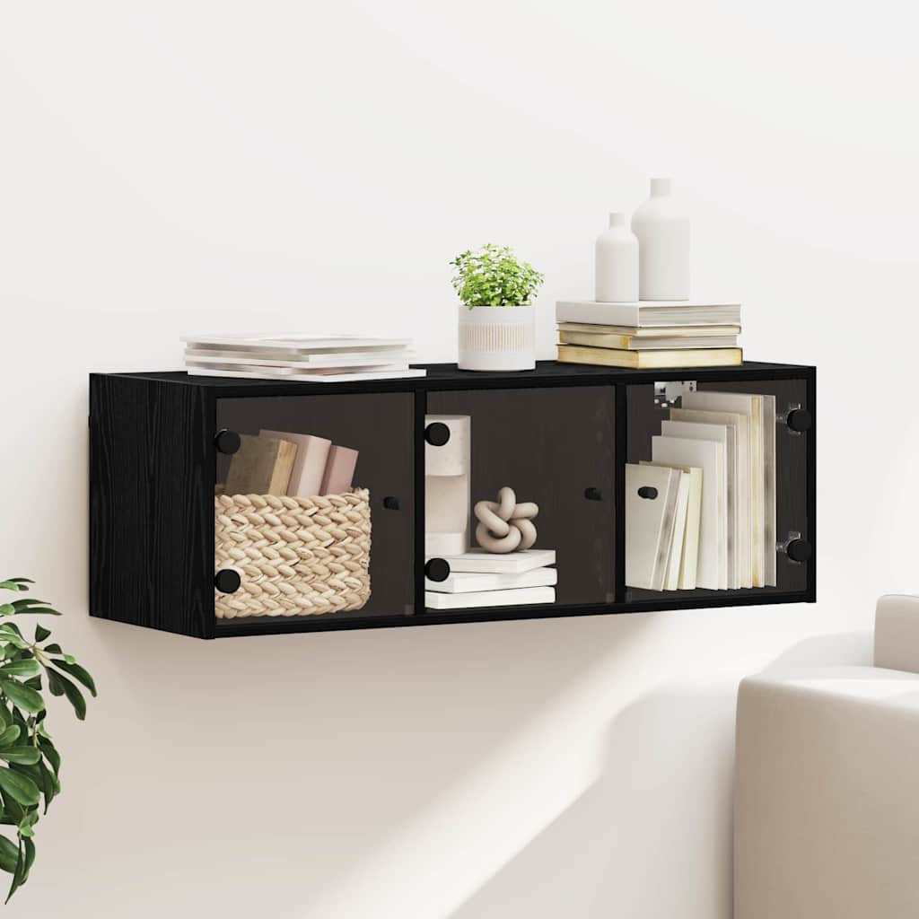 vidaXL Wall Cabinet 102 x 37 x 35 cm Engineered Wood Black Oak 1
