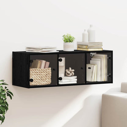 vidaXL Wall Cabinet 102 x 37 x 35 cm Engineered Wood Black Oak 1