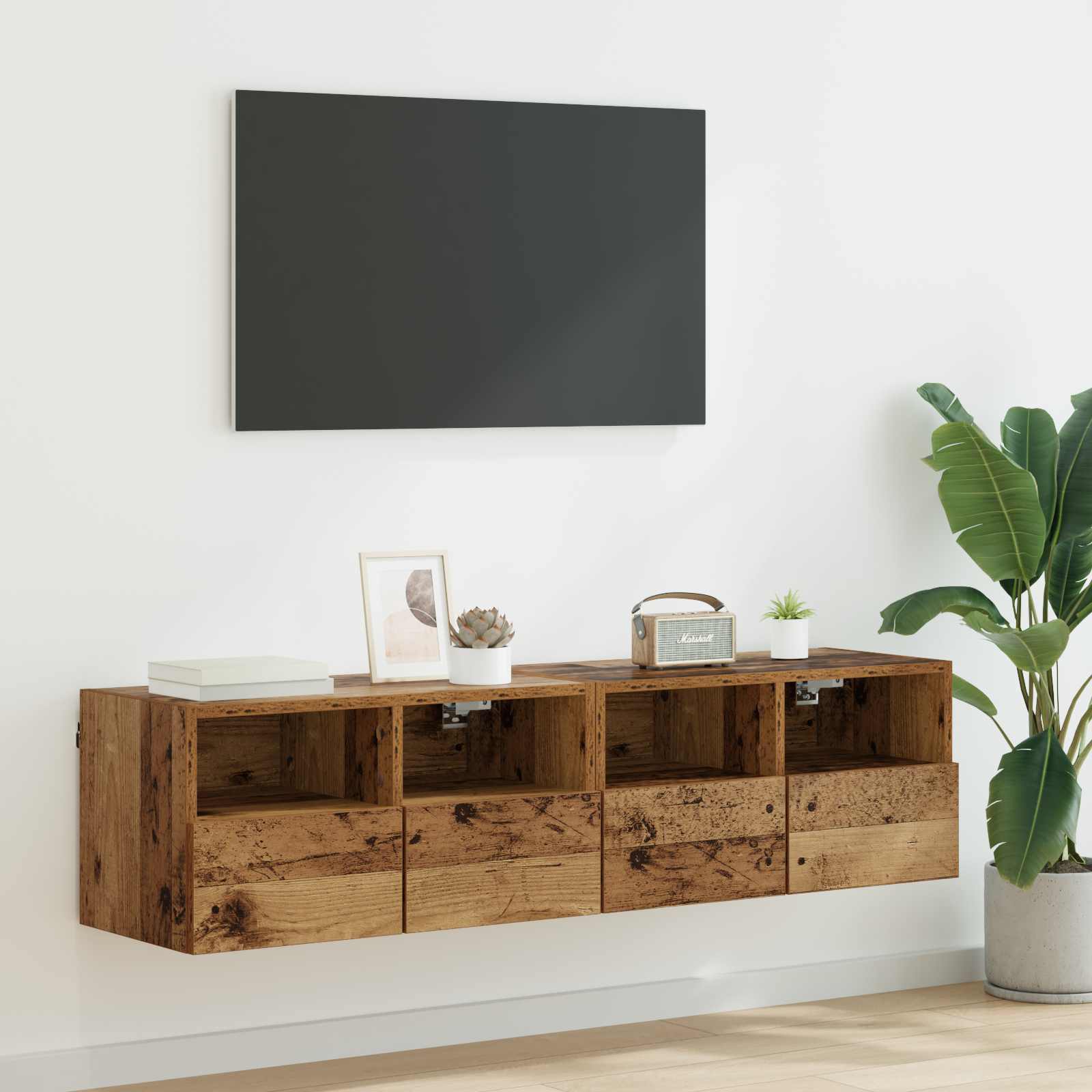 vidaXL TV Wall Cabinets 2 pcs Old Wood Engineered Wood 1