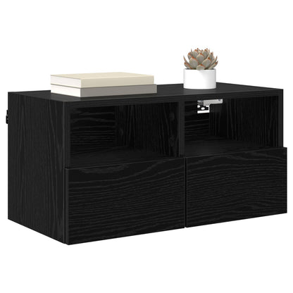 vidaXL TV Wall Cabinets 2 pcs Black Oak Engineered Wood 3