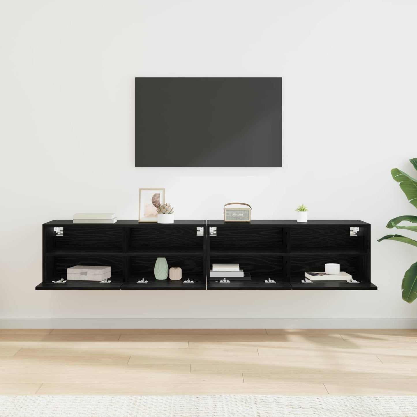 vidaXL TV Wall Cabinets 2 pcs Black Oak Engineered Wood 4