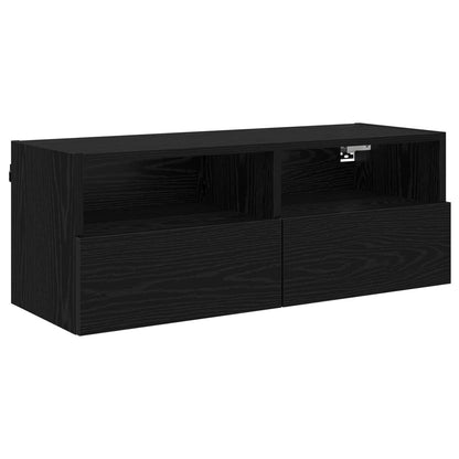 vidaXL TV Wall Cabinets 2 pcs Black Oak Engineered Wood 5