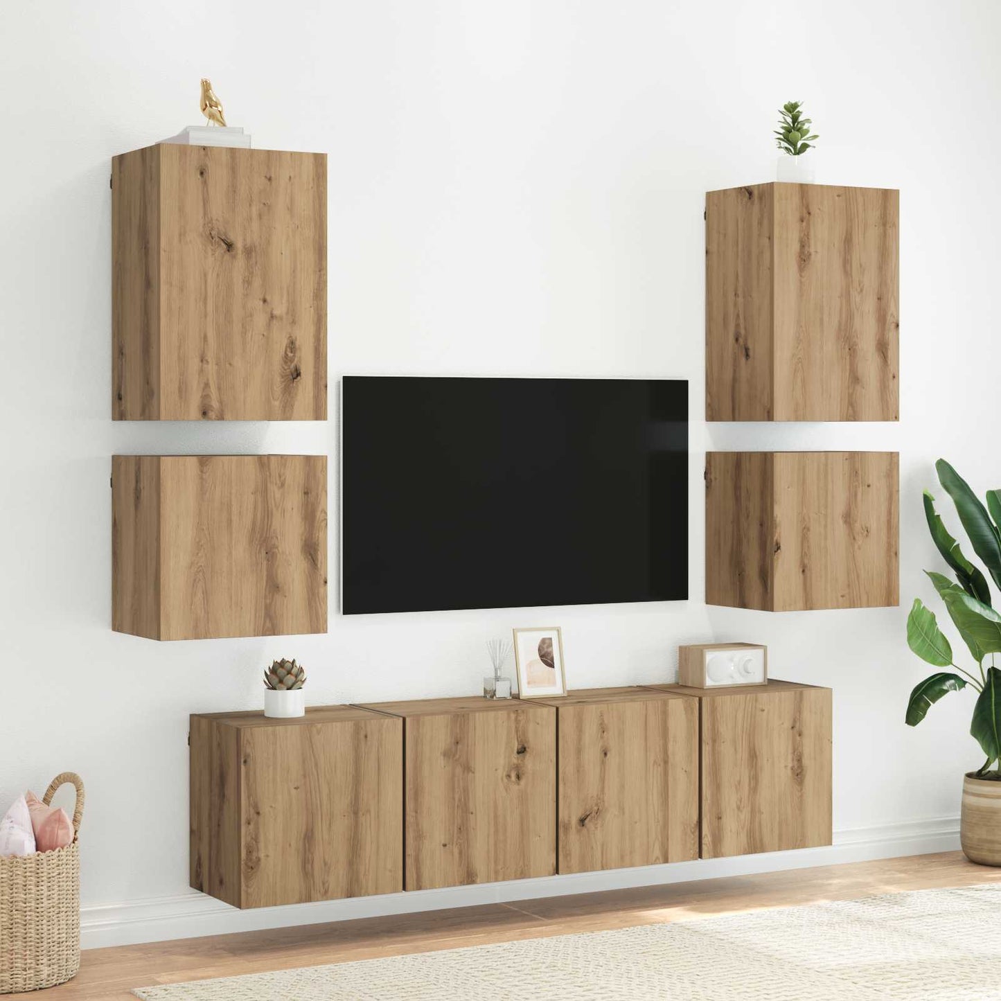 vidaXL TV Wall Cabinets 2 pcs Artisan Oak Engineered Wood 5