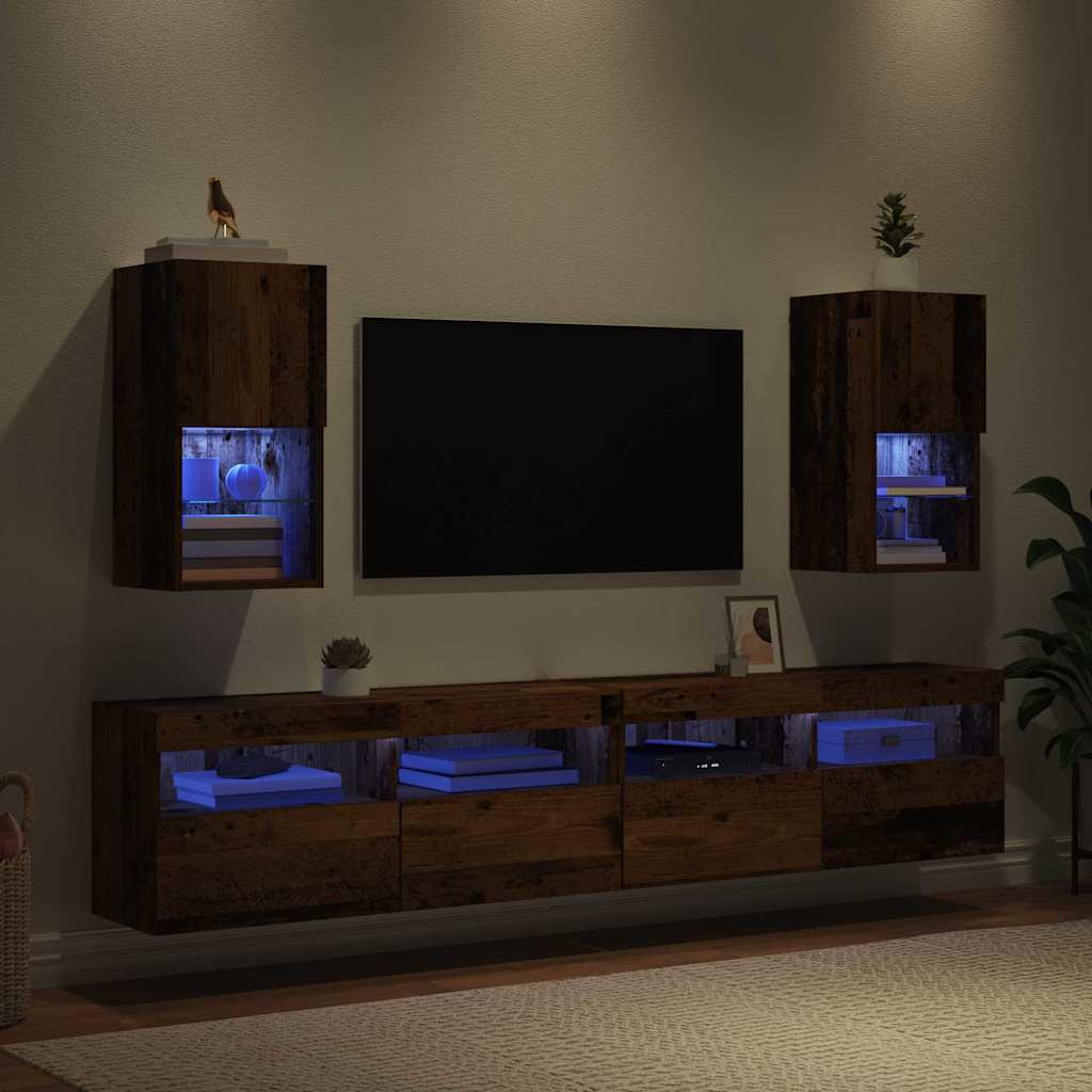 vidaXL Wall-mounted TV Cabinets 2 pcs Old Wood Engineered Wood 5