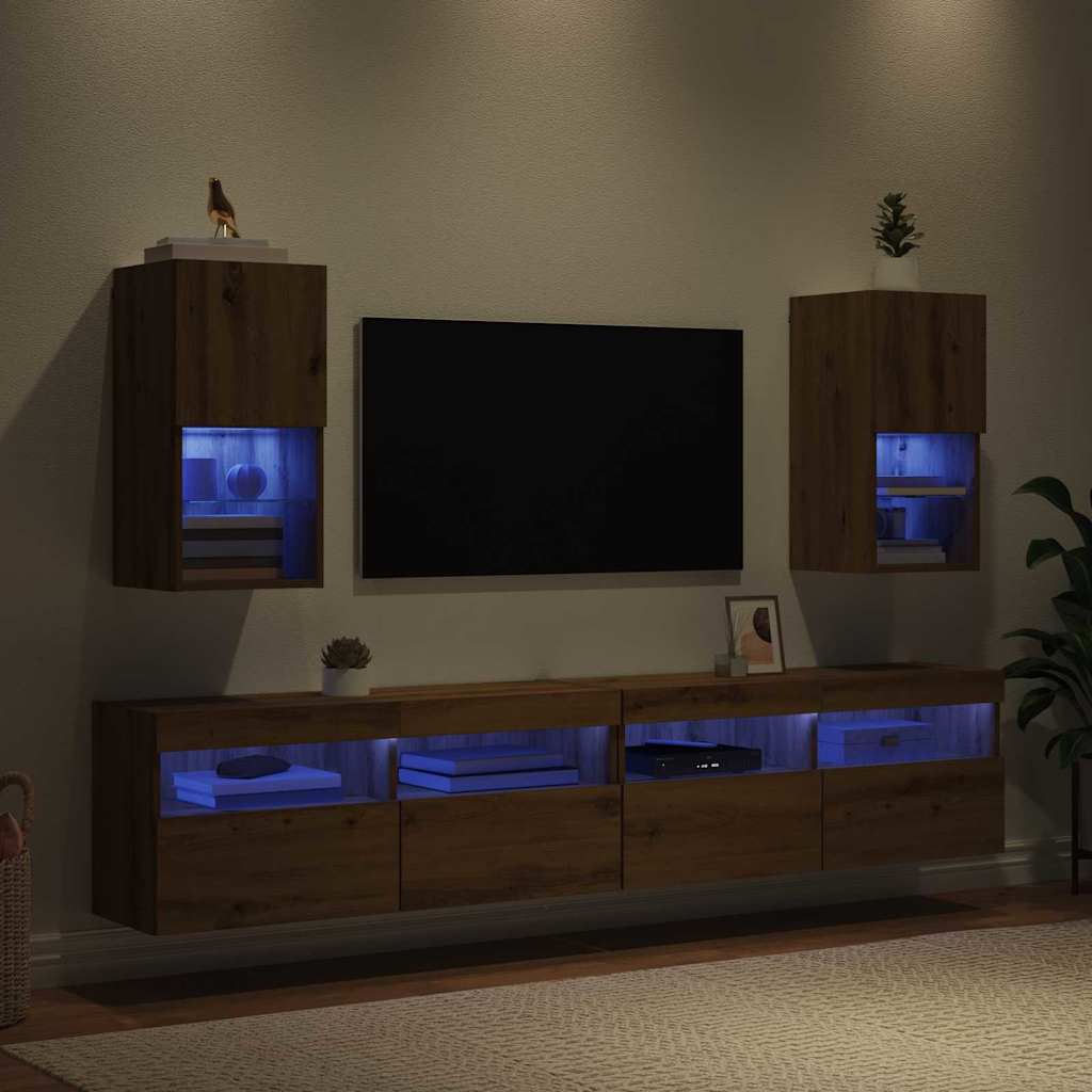 vidaXL Wall-mounted TV Cabinets 2 pcs Artisan Oak Engineered Wood 5