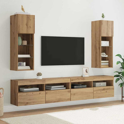 vidaXL Wall-mounted TV Cabinets 2 pcs Artisan Oak Engineered Wood 1