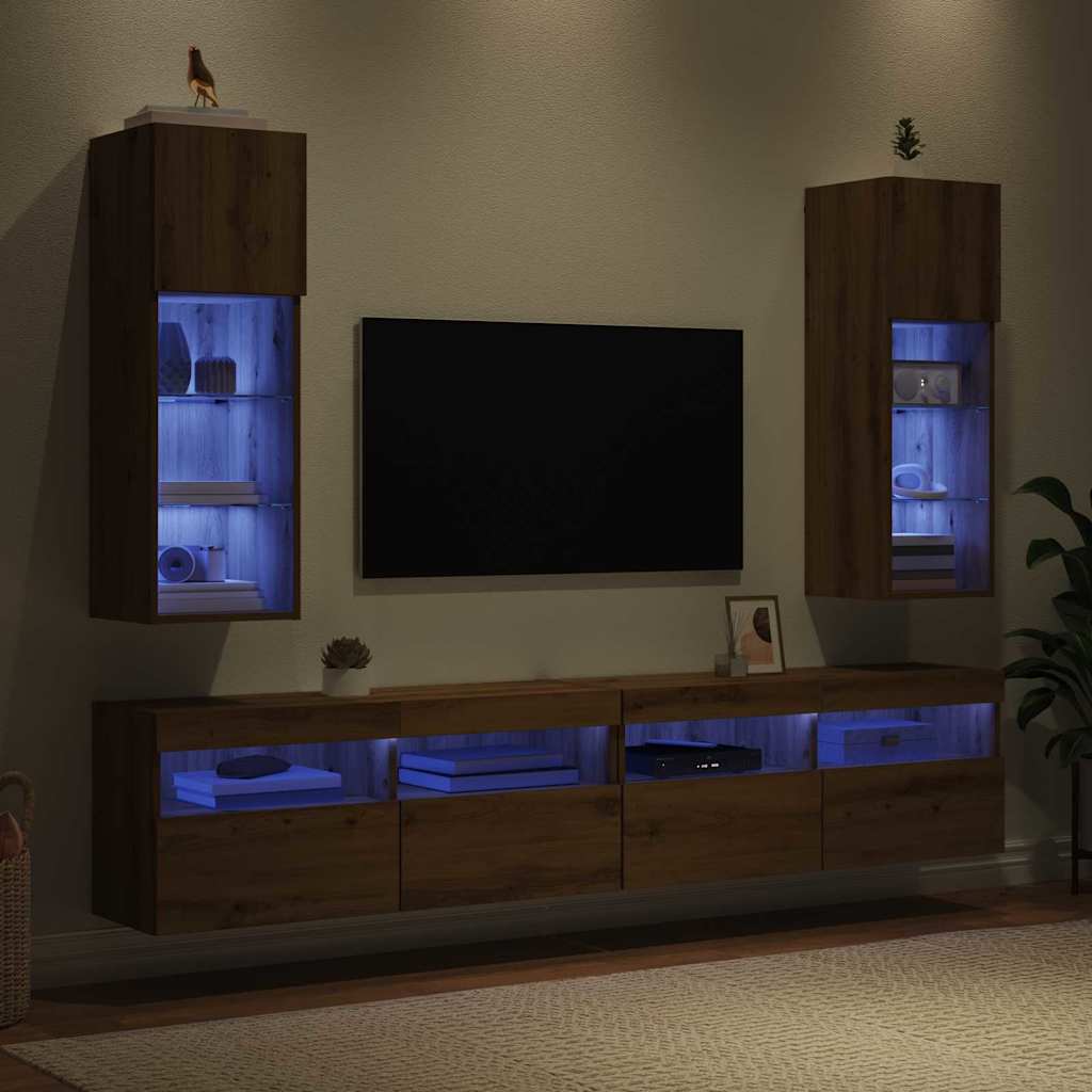 vidaXL Wall-mounted TV Cabinets 2 pcs Artisan Oak Engineered Wood 5
